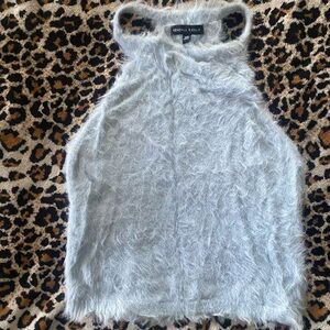 Kendall & Kylie Soft Blue Fuzzy Tank Top